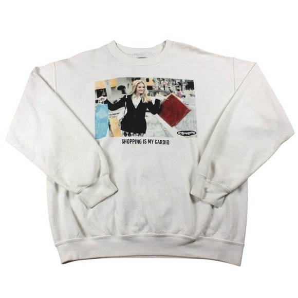 Clueless Tops - VTG Clueless Cher Horowitz "Shopping Is My‎ Cardio" Sweatshirt Women's Large